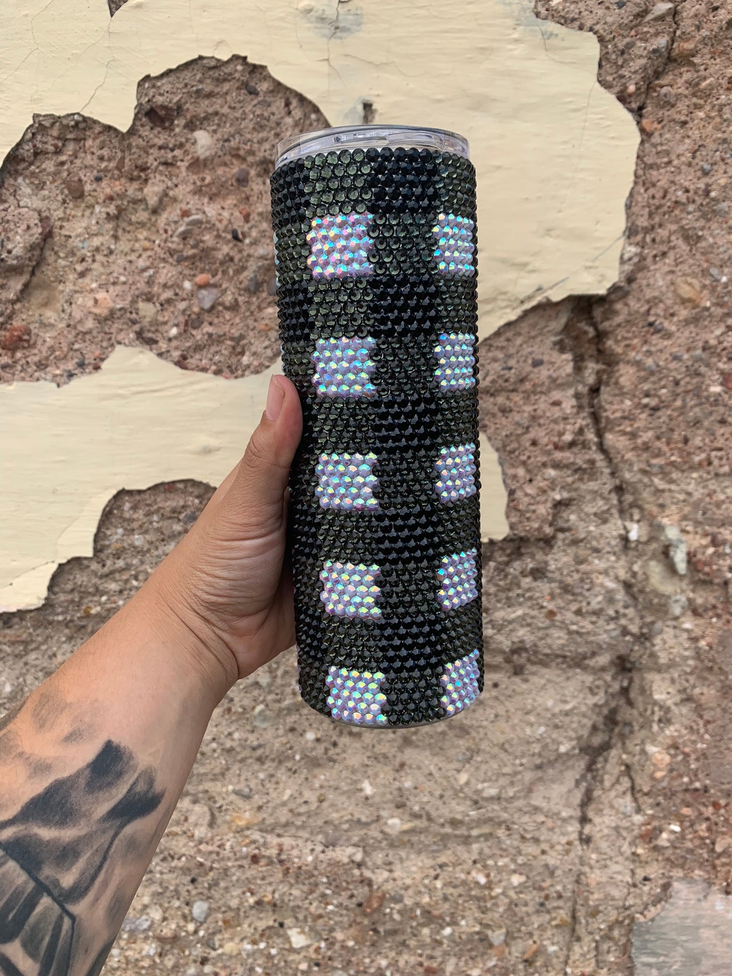 Buffalo Plaid Rhinestone Tumbler